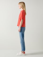 LK Bennett Pink Gene Frill Cotton/Linen Mix T-Shirt - Image 3 of 4