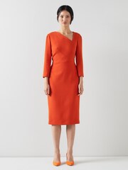 LK Bennett Orange Alexis Wool Crepe Shift Dress - Image 1 of 3