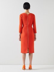 LK Bennett Orange Alexis Wool Crepe Shift Dress - Image 2 of 3