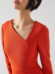 LK Bennett Orange Alexis Wool Crepe Shift Dress - Image 3 of 3