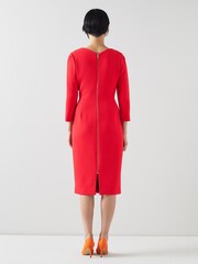 LK Bennett Bright Red Alexis Wool Crepe Shift Dress - Image 2 of 3