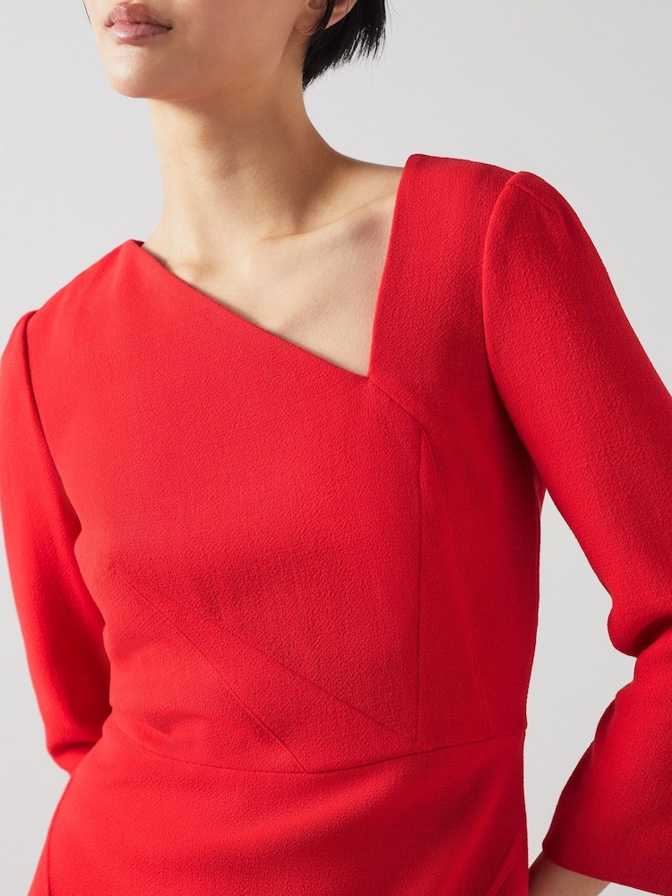 LK Bennett Bright Red Alexis Wool Crepe Shift Dress - Image 3 of 3