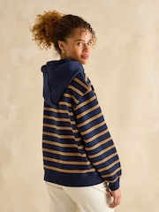 Joules Milbourne Navy Tan Stripe Hoodie - Image 2 of 6