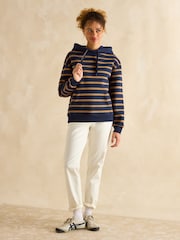 Joules Milbourne Navy Tan Stripe Hoodie - Image 3 of 6