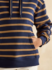 Joules Milbourne Navy Tan Stripe Hoodie - Image 5 of 6