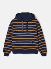 Joules Milbourne Navy Tan Stripe Hoodie - Image 6 of 6