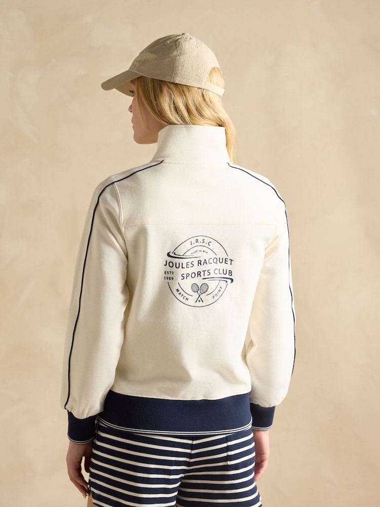 Joules Cream Zip Through Cotton Jersey Track Jacket - Image 2 of 8