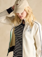 Joules Cream Zip Through Cotton Jersey Track Jacket - Image 3 of 8