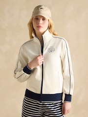 Joules Cream Zip Through Cotton Jersey Track Jacket - Image 5 of 8