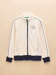 Joules Cream Zip Through Cotton Jersey Track Jacket - Image 8 of 8
