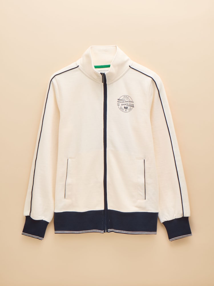 Joules Cream Zip Through Cotton Jersey Track Jacket - Image 8 of 8