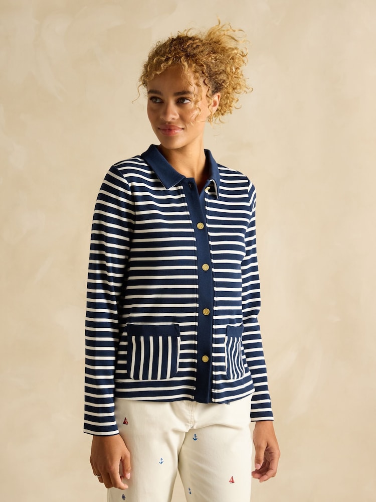 Joules Harbour Navy Jersey Cardigan - Image 1 of 7