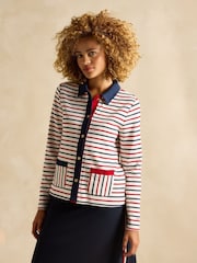 Joules Harbour Blue & Red Jersey Cardigan - Image 1 of 7