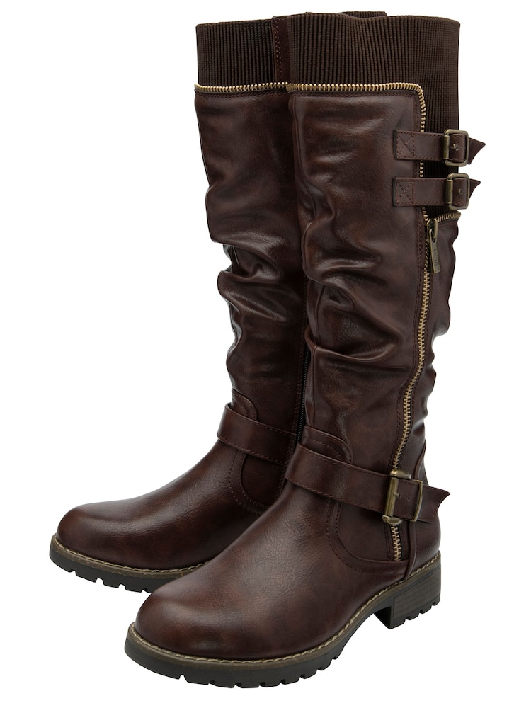 Lotus Brown Knee High Boots - Image 2 of 4
