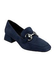 Lotus Blue Heeled Leather Loafer Shoes - Image 1 of 4