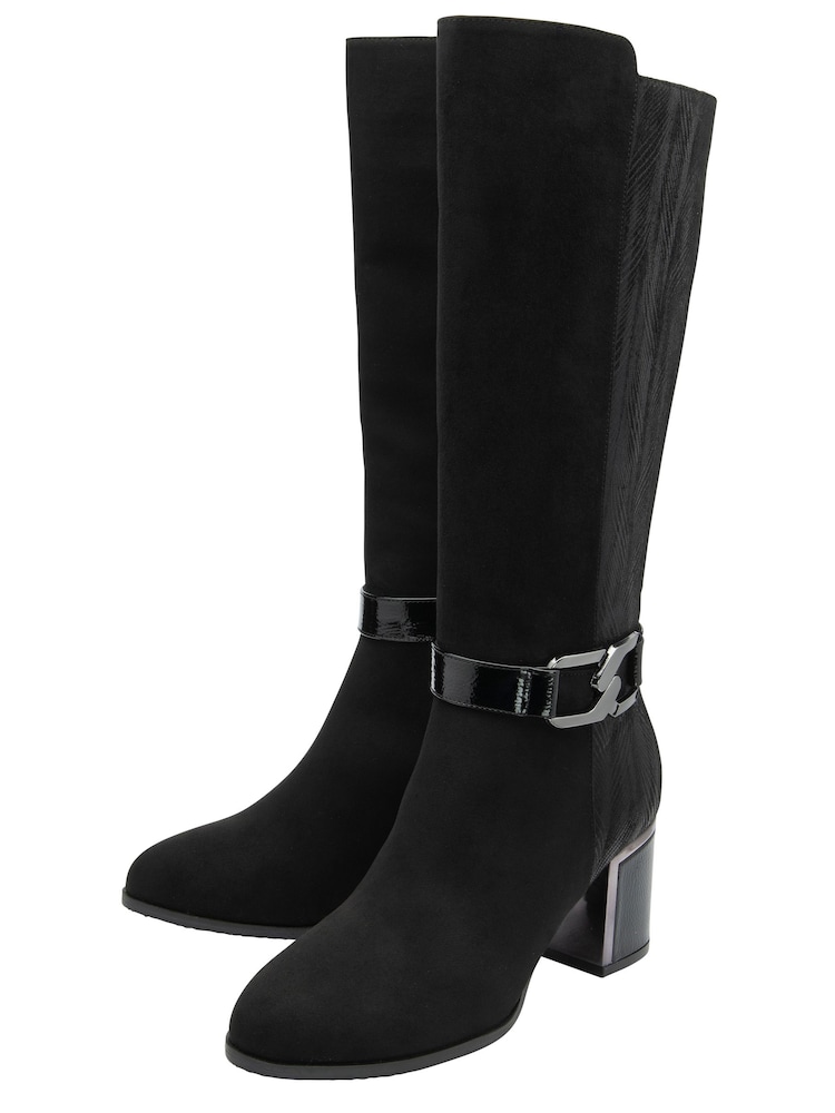 Lotus Black Knee High Leg Boots - Image 2 of 4