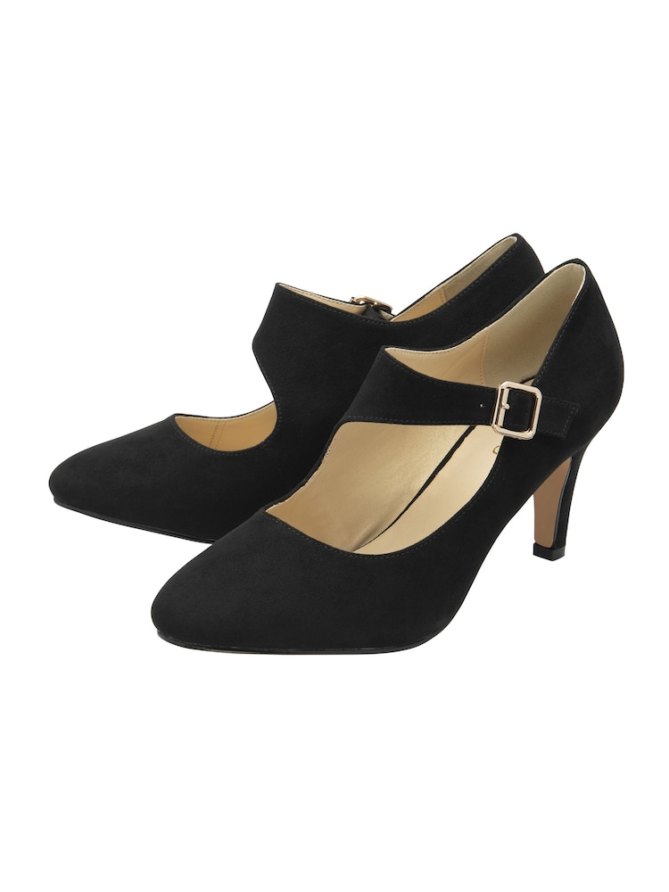 Lotus Black Denim Heeled Shoes - Image 2 of 4