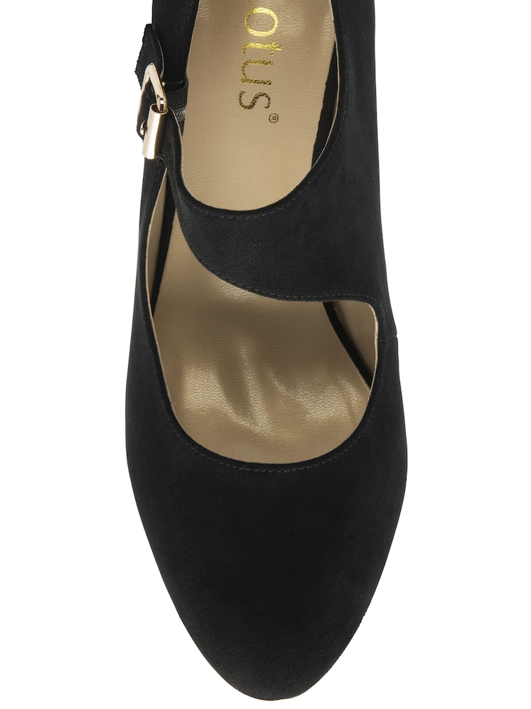 Lotus Black Denim Heeled Shoes - Image 4 of 4