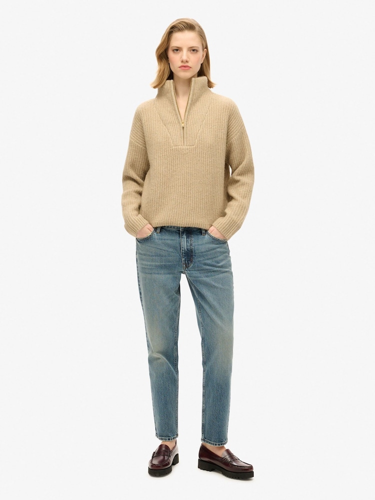 Superdry Logan Vintage Dark Blue Vintage Mid Rise Slim Jeans - Image 1 of 5 Superdry Logan Vintage Dark Blue Vintage Mid Rise Slim Jeans - Image 1 of 5