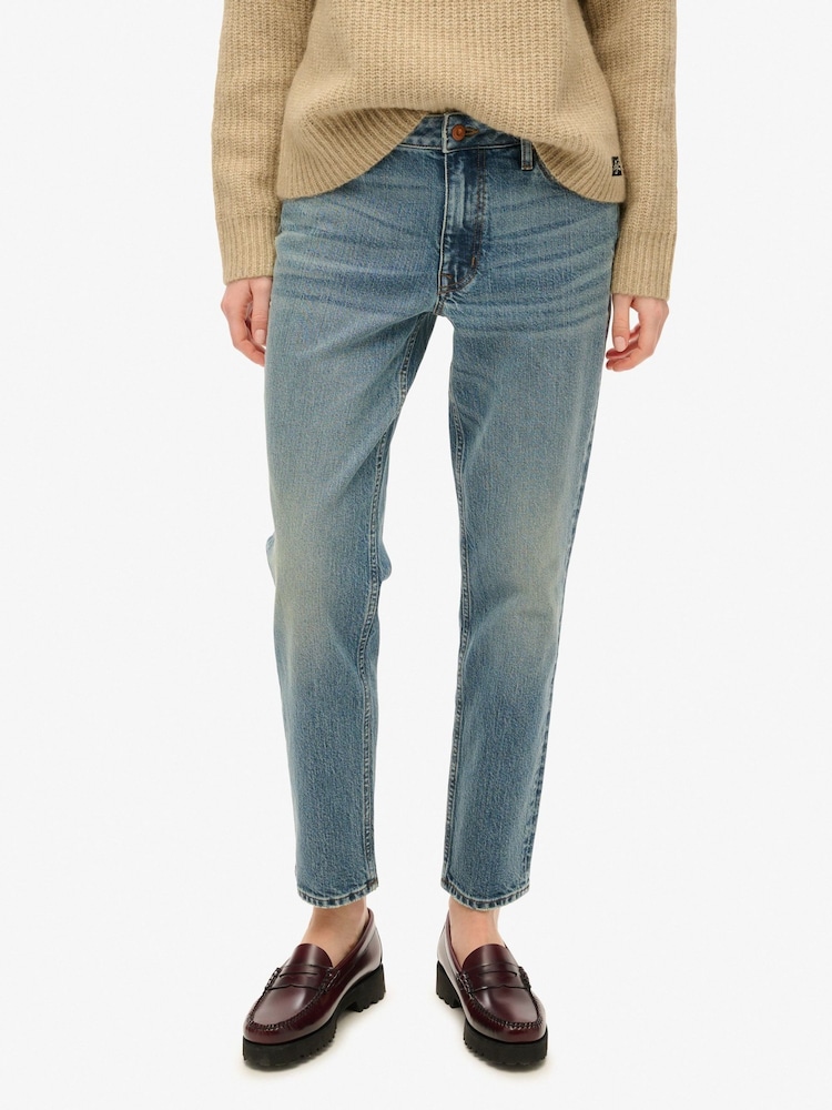 Superdry Logan Vintage Dark Blue Vintage Mid Rise Slim Jeans - Image 2 of 5