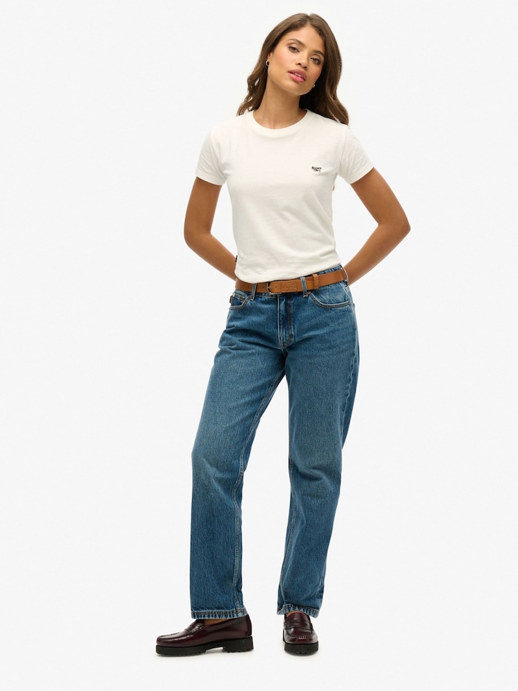 Superdry Fulton Vintage Blue Mid Rise Straight Leg 100% Cotton Jeans - Image 1 of 6