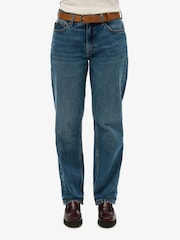 Superdry Fulton Vintage Blue Mid Rise Straight Leg 100% Cotton Jeans - Image 2 of 6