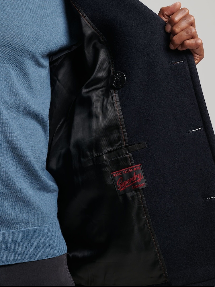Superdry Eclipse Navy Merchant Wool Peacoat - Image 2 of 10