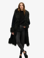 أسود - معطف أفغاني كلاسيكي طويل من Superdry - صورة 2 من 8