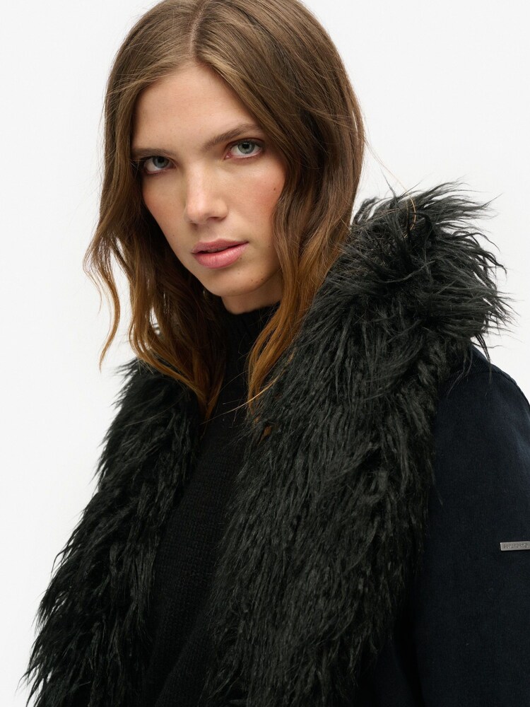 Fur Collar Oasis Black Fur Gilet Oasis Toggle Detail Shearling