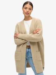 Superdry Fudge Brown Essential Long Knit Cardigan - Image 1 of 6