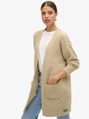 Superdry Fudge Brown Essential Long Knit Cardigan - Image 2 of 6