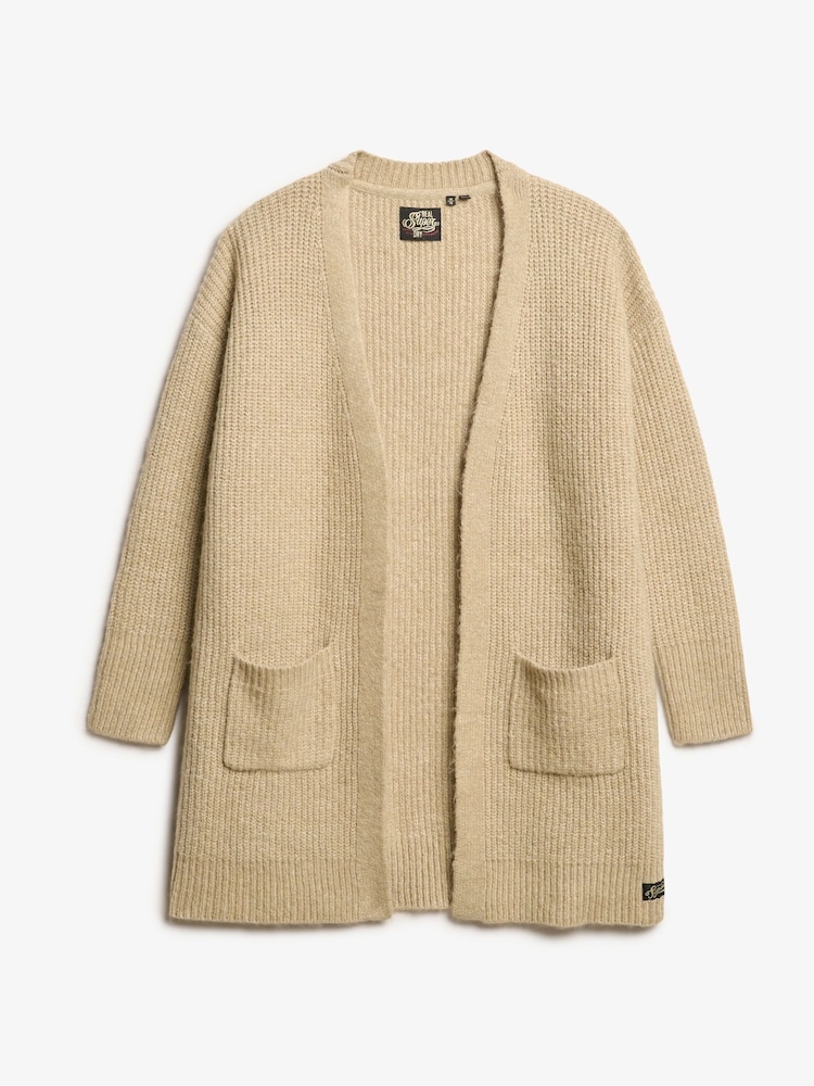 Superdry Fudge Brown Essential Long Knit Cardigan - Image 4 of 6