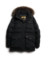 Superdry Noir Chinook Faux Fur Parka Coat Jacket - Image 4 of 6