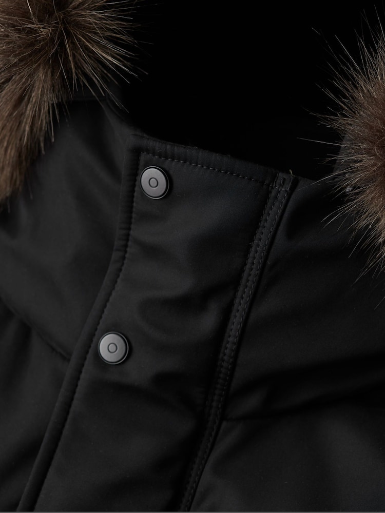 Superdry Noir Chinook Faux Fur Parka Coat Jacket - Image 6 of 6