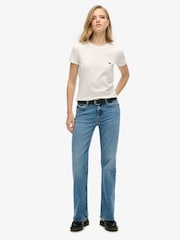 Superdry Beecher Mid Washed Blue Vintage Mid Rise Slim Flare Jeans - Image 1 of 5