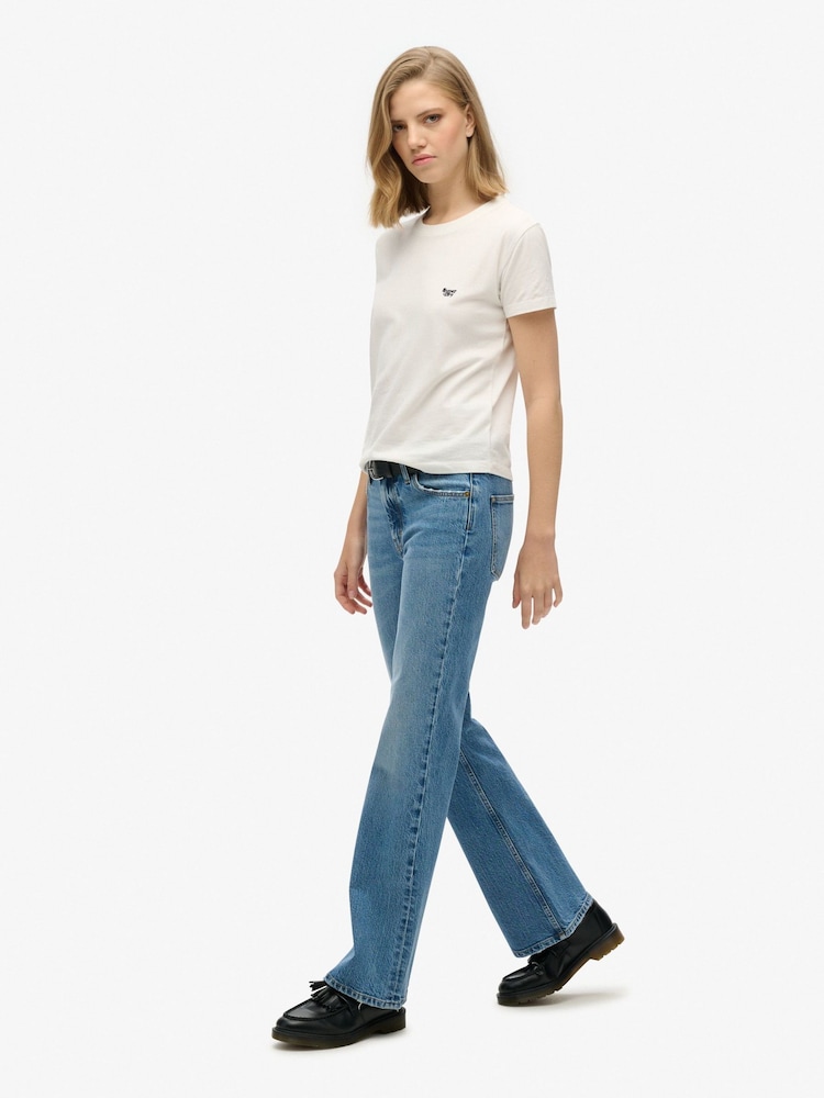Superdry Beecher Mid Washed Blue Vintage Mid Rise Slim Flare Jeans - Image 2 of 5