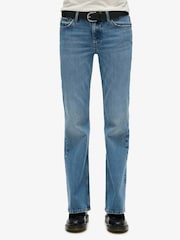 Superdry Beecher Mid Washed Blue Vintage Mid Rise Slim Flare Jeans - Image 3 of 5
