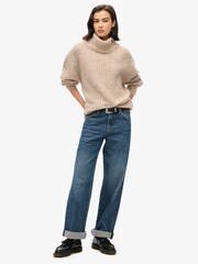 Superdry Beige Twist Brushed Rib Slouch Nk Jumper - Image 2 of 5