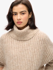 Superdry Beige Twist Brushed Rib Slouch Nk Jumper - Image 3 of 5