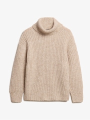 Superdry Beige Twist Brushed Rib Slouch Nk Jumper - Image 4 of 5