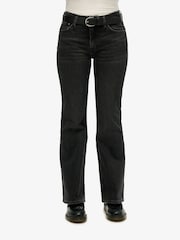 Superdry Wood Ridge Black Vintage Mid Rise Slim Flare Jeans - Image 2 of 6