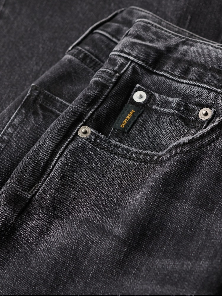 Superdry Wood Ridge Black Vintage Mid Rise Slim Flare Jeans - Image 6 of 6
