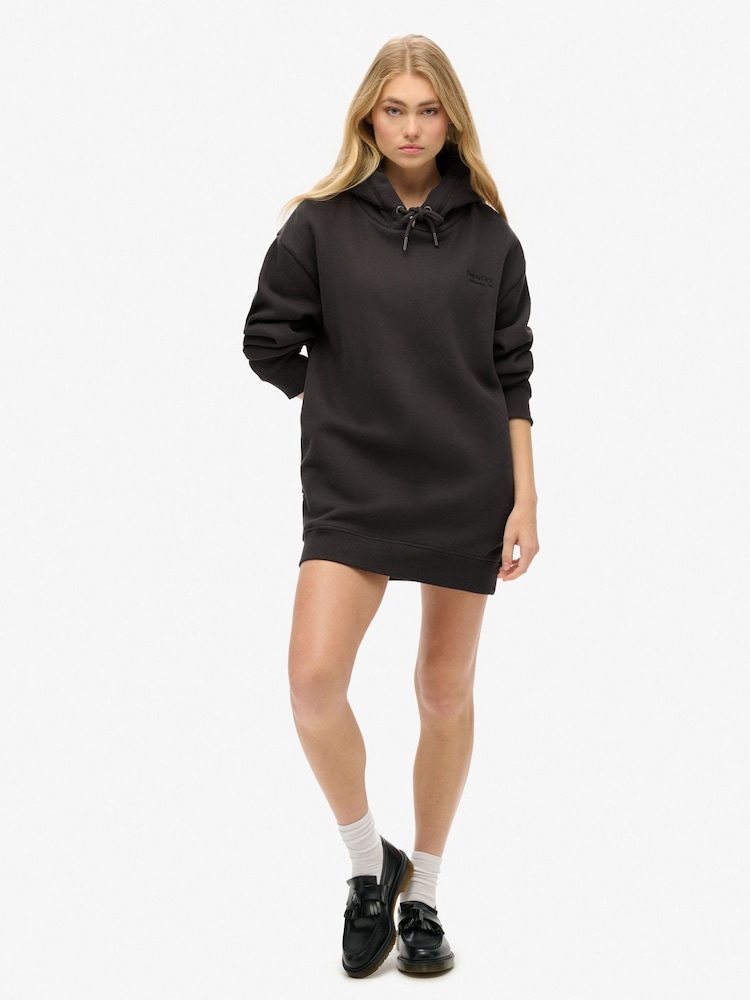 Superdry Bison Black Essential Hooded Sweat Dress - Image 2 of 5