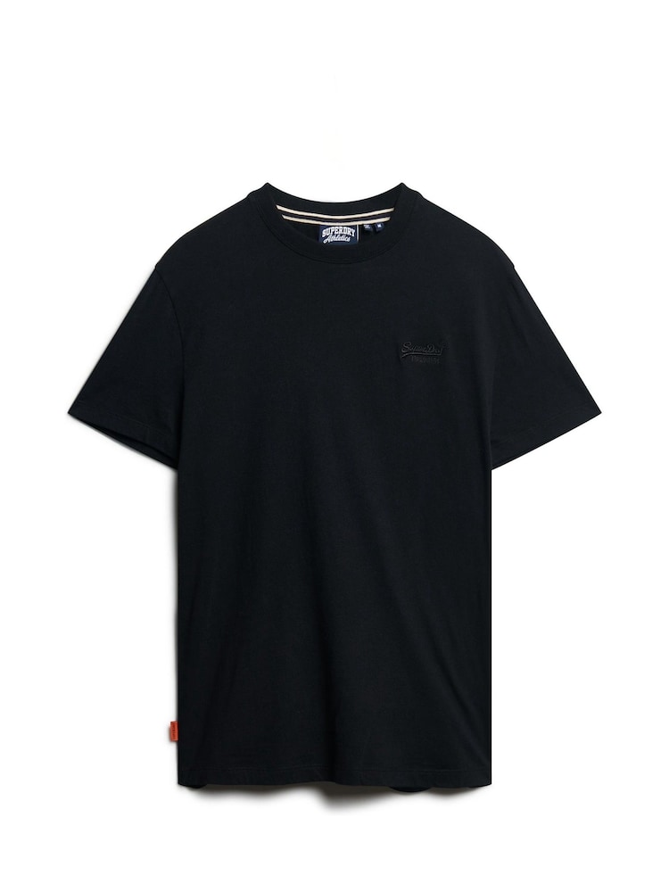 Superdry Black Essential Logo Embroidery T-Shirt - Image 4 of 6