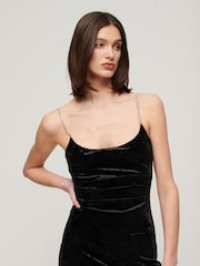 Черный - Бархатное платье макси Superdry Diamonte - Изображение 3 из 7
