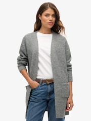 Superdry Charcoal Marl Essential Long Knit Cardigan - Image 1 of 5