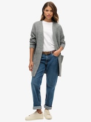 Superdry Charcoal Marl Essential Long Knit Cardigan - Image 2 of 5