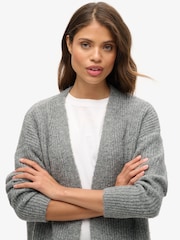 Superdry Charcoal Marl Essential Long Knit Cardigan - Image 3 of 5