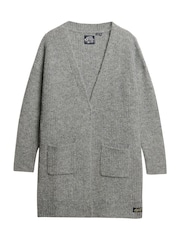 Superdry Charcoal Marl Essential Long Knit Cardigan - Image 4 of 5