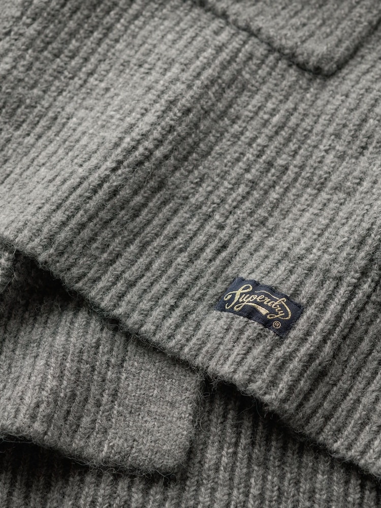 Superdry Charcoal Marl Essential Long Knit Cardigan - Image 5 of 5